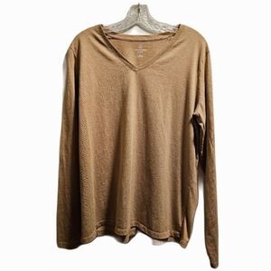 Lands' End Relaxed Supima Cotton Beige Long  Sleeve Shirt